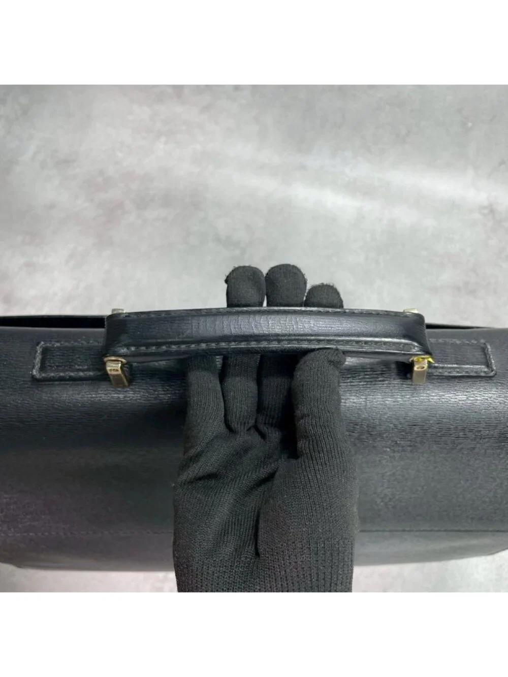 Gucci Handbag Briefcase Black Gold Leather